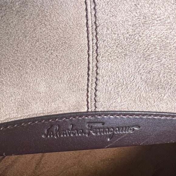Salvatore Ferragamo brown leather straps and tan suede bag. Great condition - Picture 2 of 16